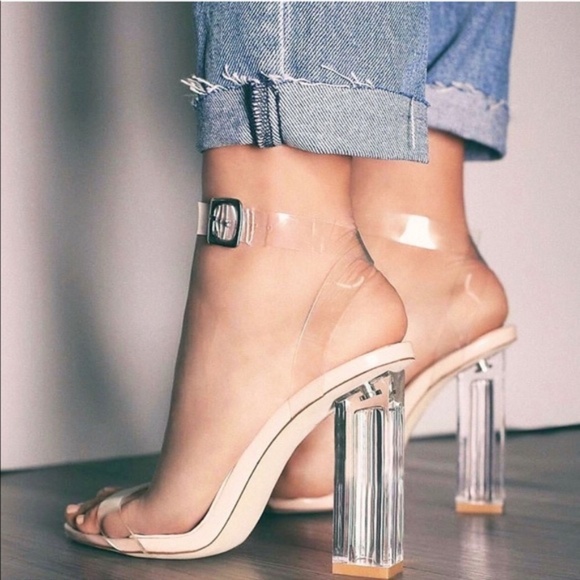 Cape Robbin - Transparent/nude Block High Heels - Picture 6 of 6